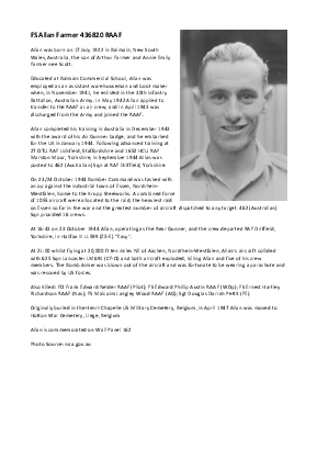 A preview of a PDF biography for Farmer, Allan